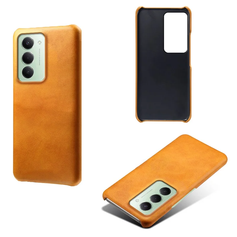 Для Xiaomi Redmi 15 5G (EU) (171 мм) Чехол Телячья текстура PU кожа Жесткий ПК Защитный чехол для телефона - Оранжевый