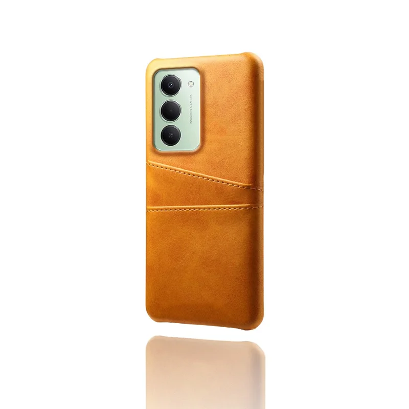 Чехол для Xiaomi Redmi 15 5G (ЕС) (171 мм) с двумя слотами для карт, из искусственной кожи + жесткий ПК, оранжевый