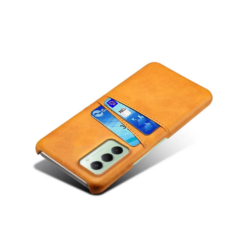 Чехол для Xiaomi Redmi 15 5G (ЕС) (171 мм) с двумя слотами для карт, из искусственной кожи + жесткий ПК, оранжевый