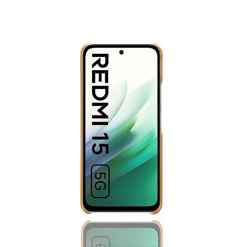 Чехол для Xiaomi Redmi 15 5G (ЕС) (171 мм) с двумя слотами для карт, из искусственной кожи + жесткий ПК, оранжевый