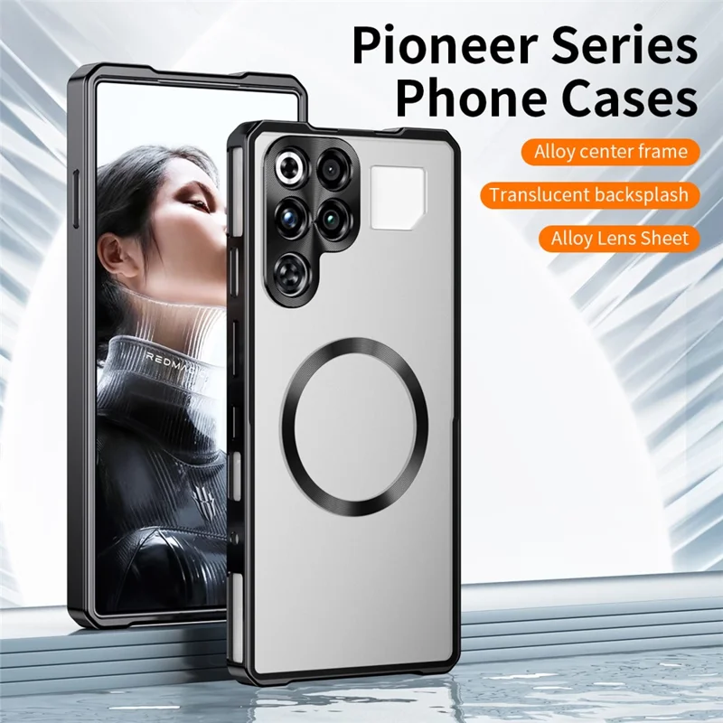 Für ZTE nubia RedMagic 11 Pro 5G / 11 Pro+ 5G Hülle kompatibel mit MagSafe Hartplastik Metallrahmen Mattierte Rückseite Handyhülle - Schwarz