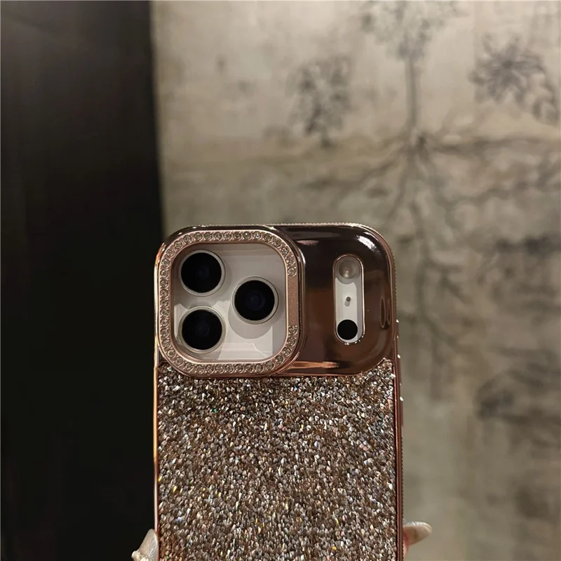For iPhone 17 Pro Case Full Rhinestones Design Hidden Lens Kickstand TPU PC Phone Cover - Silver