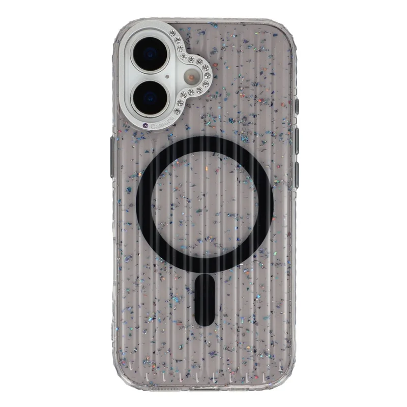 Custodia iPhone 17 Compatibile con MagSafe IMD Glitter Texture Ghiacciaio TPU PC Copertura Posteriore del Telefono - Nero Trasparente