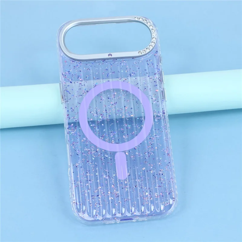 Custodia per iPhone Air Compatibile con MagSafe IMD Texture Glitter Ghiacciaio TPU PC Cover Posteriore Telefono - Viola