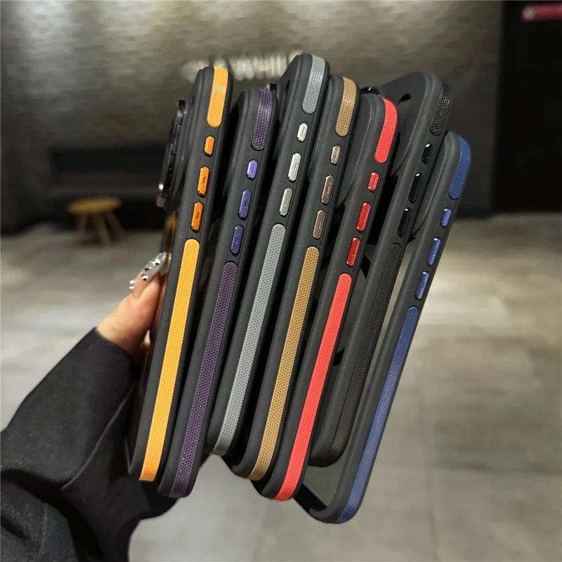 Funda para iPhone 17 Pro Compatible con MagSafe Lente Soporte Piel Toque PC TPU Cubierta de Teléfono - Naranja