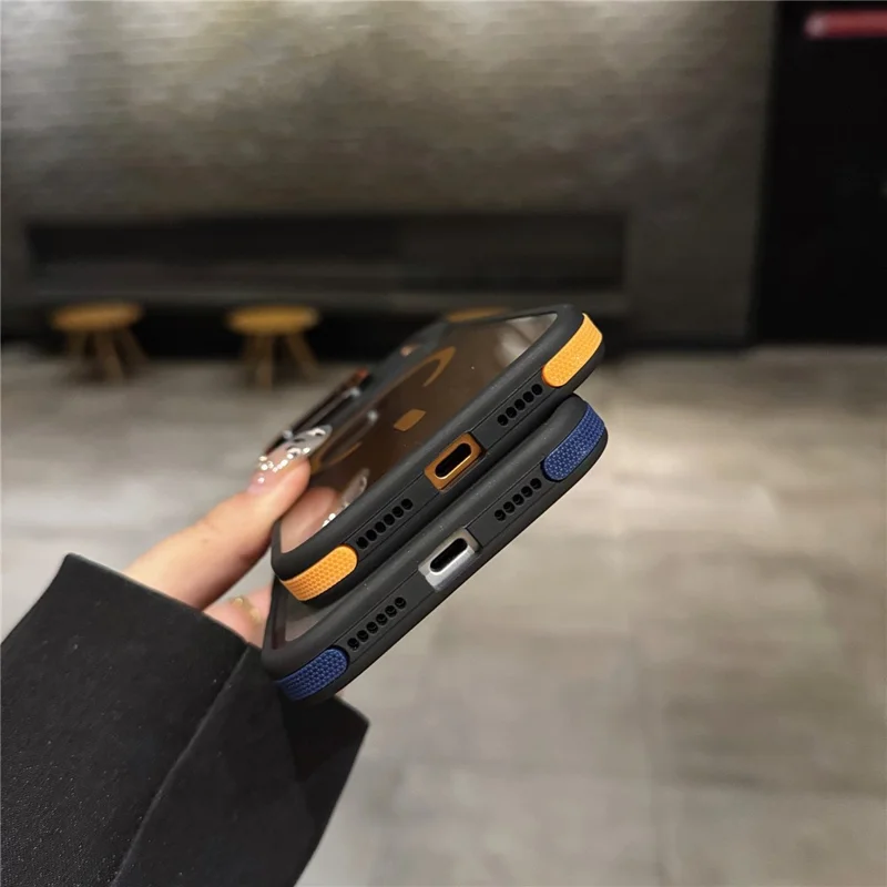 Funda para iPhone 17 Pro Compatible con MagSafe Lente Soporte Piel Toque PC TPU Cubierta de Teléfono - Naranja