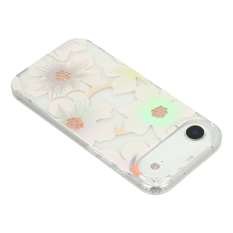 Capa Aérea para iPhone Compatível com MagSafe Flor a Laser PC + Capa de Telefone Transparente TPU - Lírio