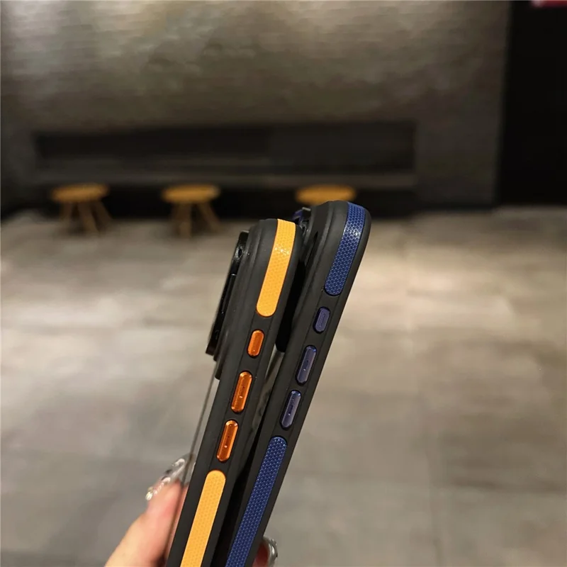 Funda para iPhone 17 Pro Max Compatible con MagSafe Lente Soporte Piel Toque PC TPU Funda de Teléfono - Naranja