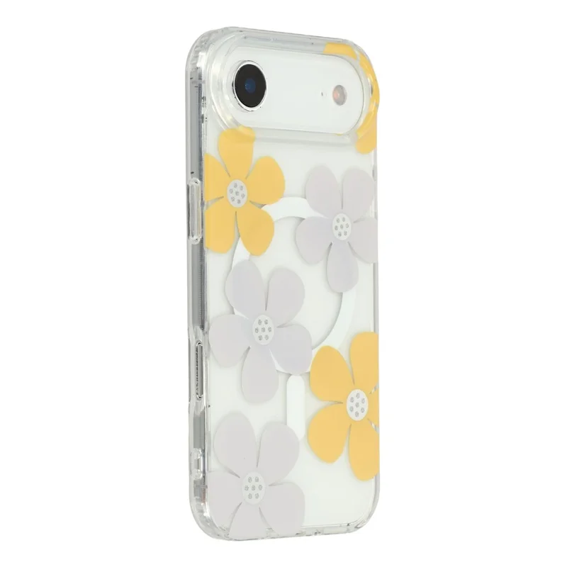 Funda magnética de aire para iPhone, patrón de flores IMD, cubierta de teléfono transparente de TPU + PC - Estilo B