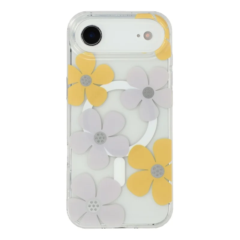 Funda magnética de aire para iPhone, patrón de flores IMD, cubierta de teléfono transparente de TPU + PC - Estilo B