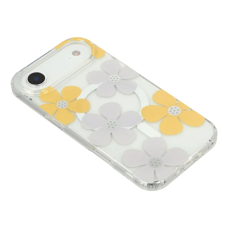 Funda magnética de aire para iPhone, patrón de flores IMD, cubierta de teléfono transparente de TPU + PC - Estilo B