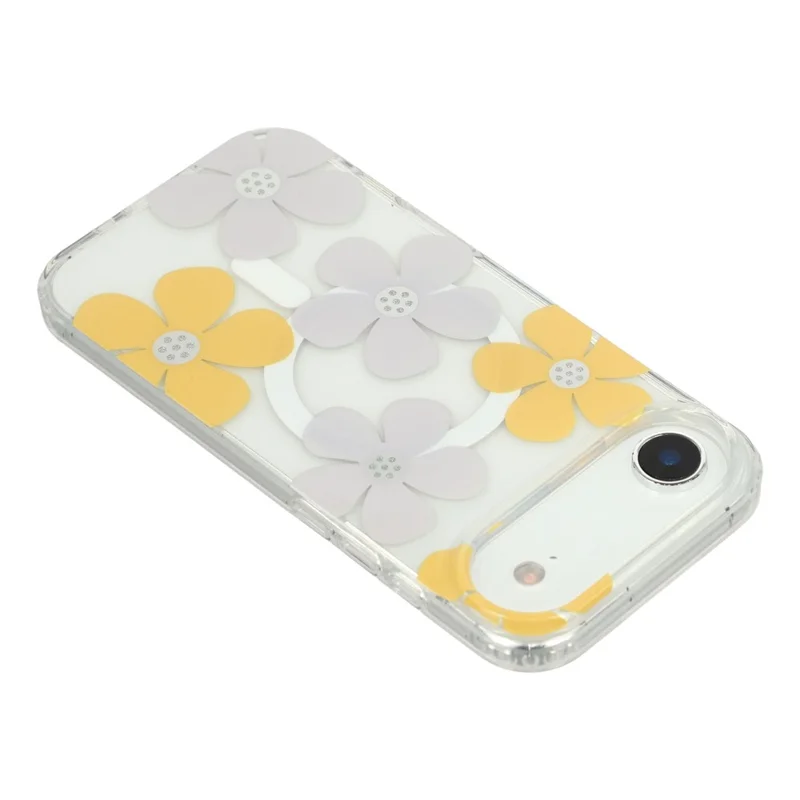 Funda magnética de aire para iPhone, patrón de flores IMD, cubierta de teléfono transparente de TPU + PC - Estilo B