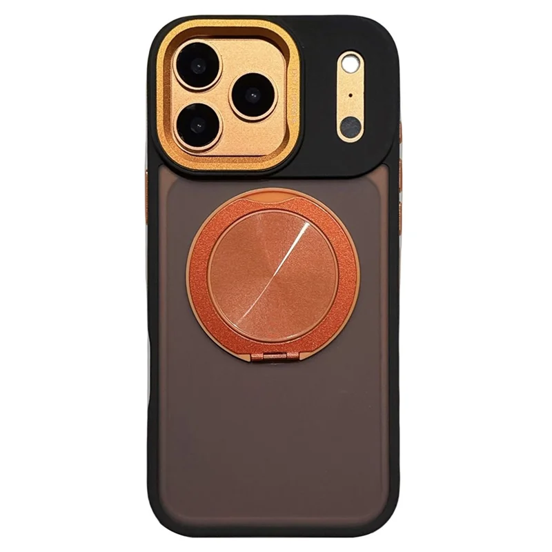 Capa para iPhone 17 Pro Max Compatível com MagSafe com Suporte Giratório Pele Toque PC TPU Capa de Telefone - Laranja