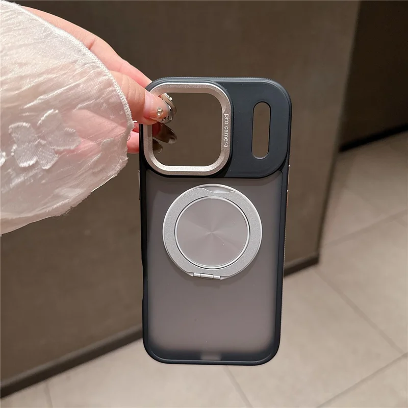 Capa para iPhone 17 Pro Max Compatível com MagSafe com Suporte Giratório Pele Toque PC TPU Capa de Telefone - Laranja