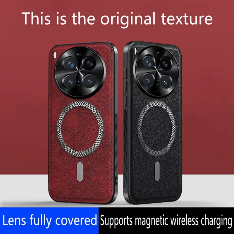 For vivo X300 Pro 5G Magnetic Case PU TPU PC Phone Back Cover with Metal Lens Frame - Black