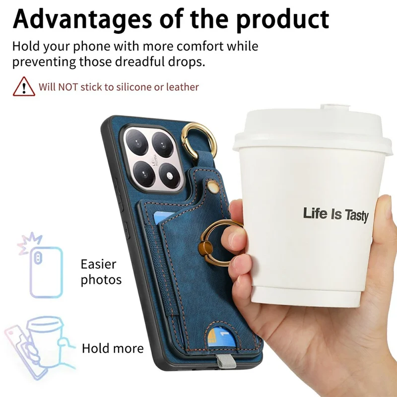 For Xiaomi 15T Retro Leather Phone Back Cover with Card Slots and Ring Holder - Pink