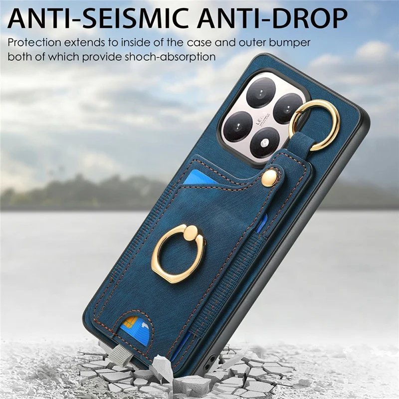 For Xiaomi 15T Retro Leather Phone Back Cover with Card Slots and Ring Holder - Pink