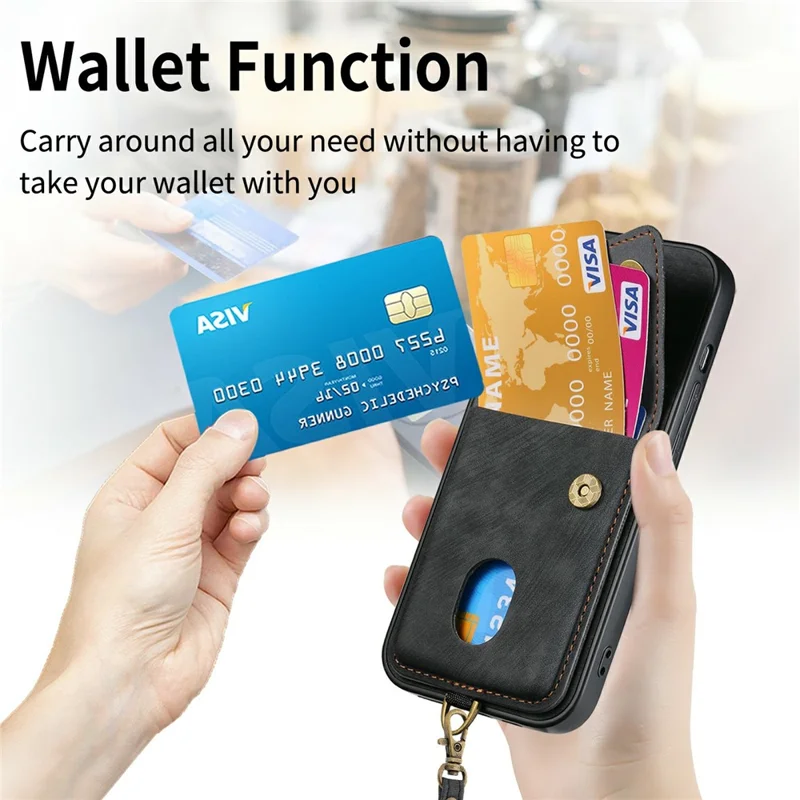 For Xiaomi 15T Case with Card Holder Kickstand Leather Phone Back Cover - Black