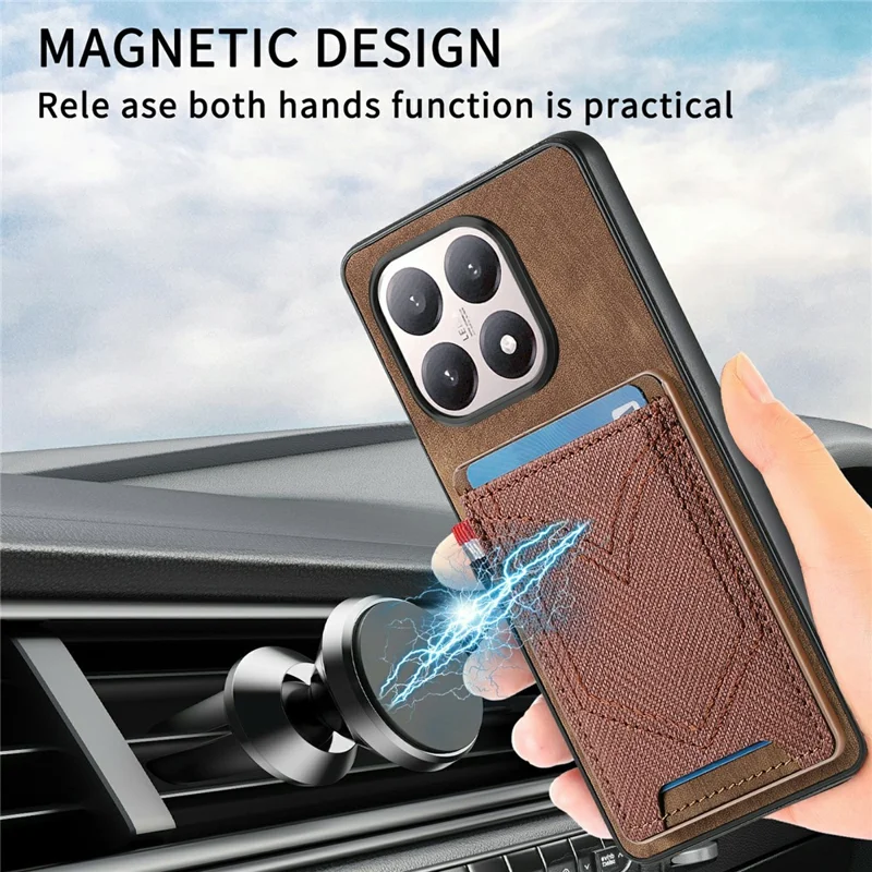 For Xiaomi 15T Case Retro Jean Cloth Texture Leather Back Phone Cover with Card Holder - Blue