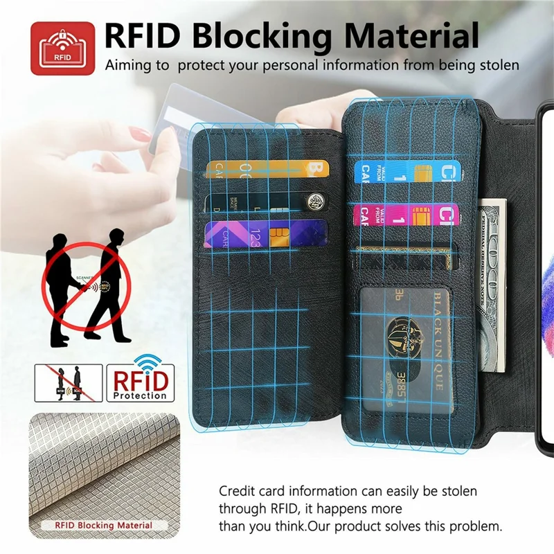 For Xiaomi 15T Case CASENEO MW-02 Detachable Magnetic Leather Flip Phone Cover - Black