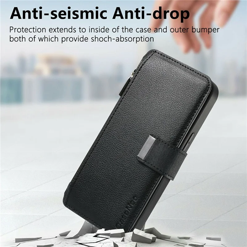 For Xiaomi 15T Case CASENEO MW-02 Detachable Magnetic Leather Flip Phone Cover - Black