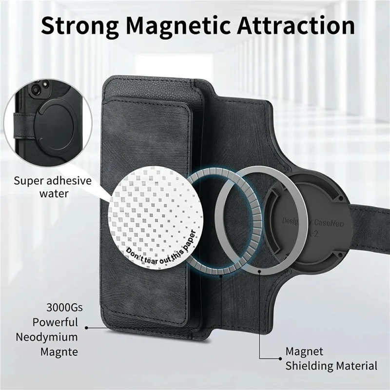 For Xiaomi 15T Case CASENEO MW-02 Detachable Magnetic Leather Flip Phone Cover - Black