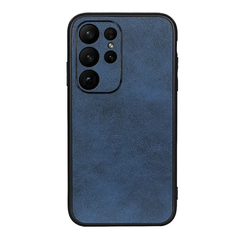 For Samsung Galaxy S23 Ultra Hard PC+TPU+PU Leather Mobile Phone Case Cowhide Texture Dustproof Anti-Scratch Phone Cover - Blue