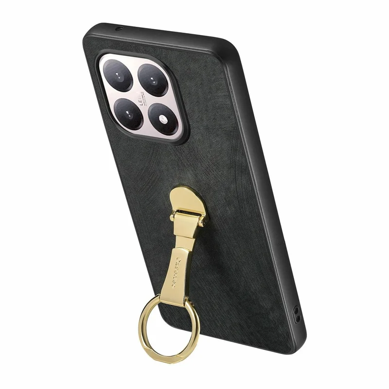 CASENEO D22 Para Xiaomi 15T Caso Dobrável com Suporte Retrô de Couro Traseiro - Preto