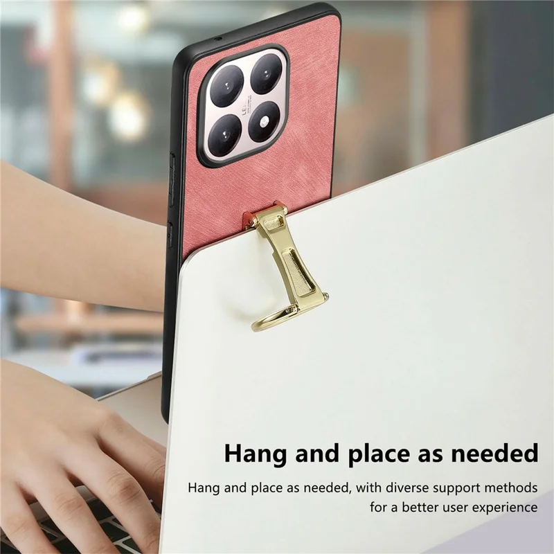 CASENEO D22 Para Xiaomi 15T Caso Dobrável com Suporte Retrô de Couro Traseiro - Preto