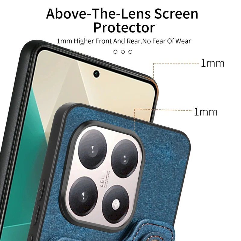 For Xiaomi 15T Retro PU Leather Case Phone Cover with RFID Blocking Card Holder  /  Ring Holder - Pink