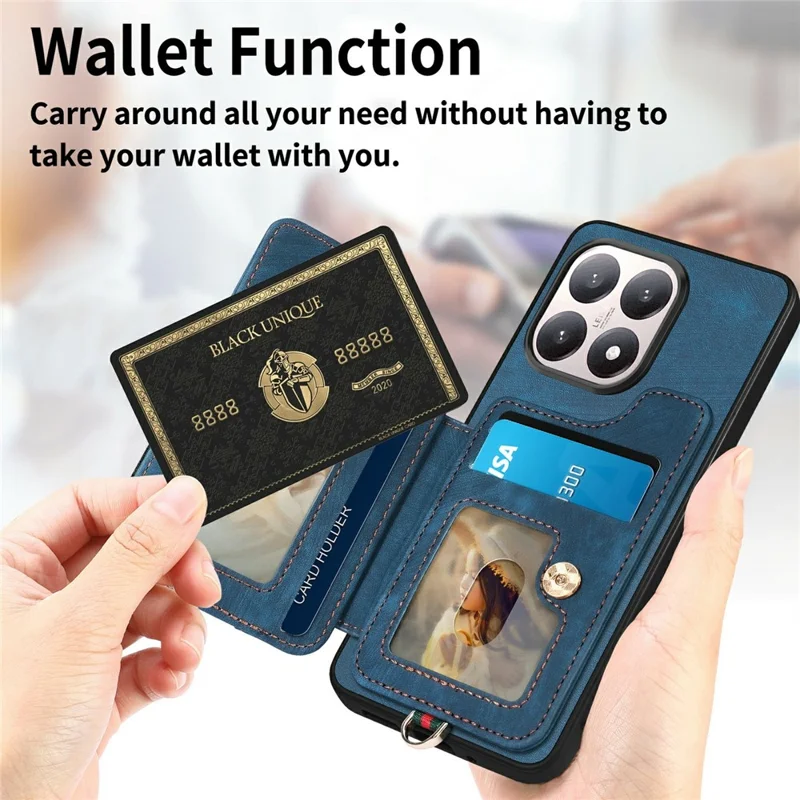 For Xiaomi 15T Retro PU Leather Case Phone Cover with RFID Blocking Card Holder  /  Ring Holder - Pink