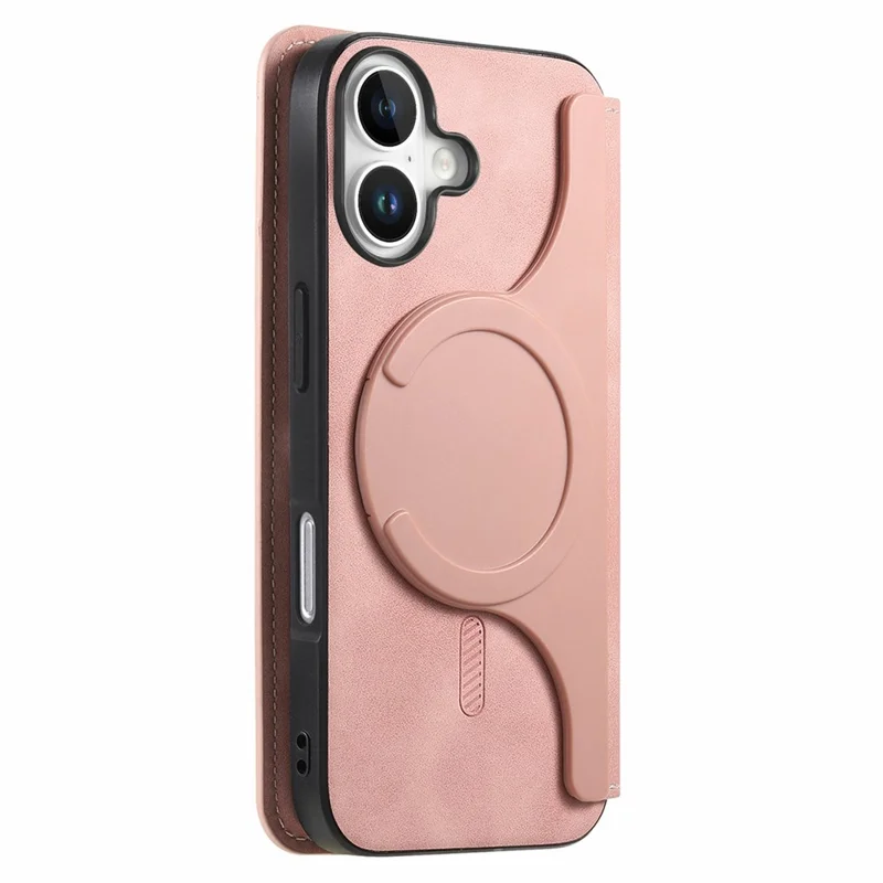 For iPhone 17 Leather Case CASENEO Cross Texture Detachable Magnetic Phone Cover Wallet Stand - Pink