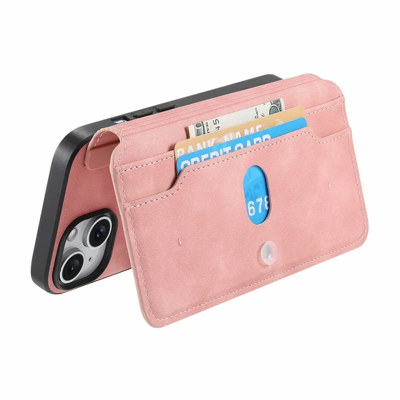 Capa de Couro para iPhone 16 CASENEO Cross Texture Destacável Capa Magnética para Telefone Carteira com Suporte - Rosa