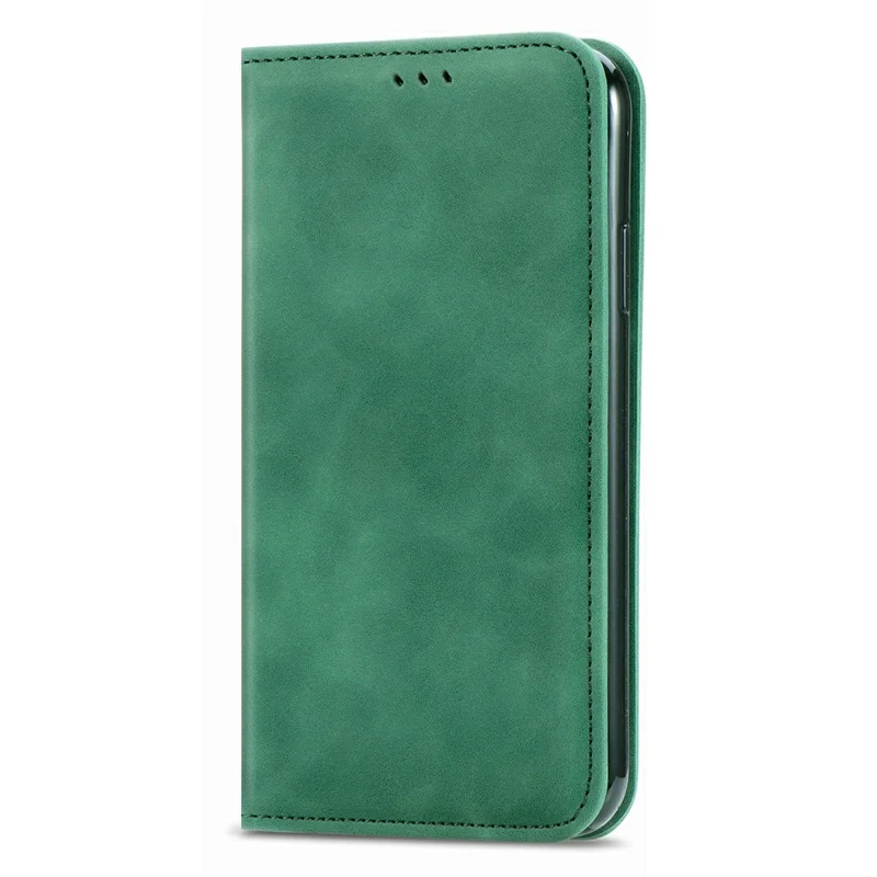 For Oukitel C62 Leather Case with Card Holder Magnetic Absorption Phone Cover - Green