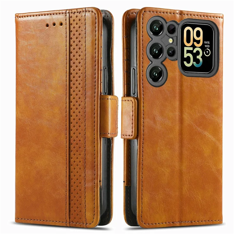 CASENEO Für Oukitel C62 Handyhüllen PU-Leder-Cover Stand mit RFID-Blockierung Geldbörse - Hellbraun