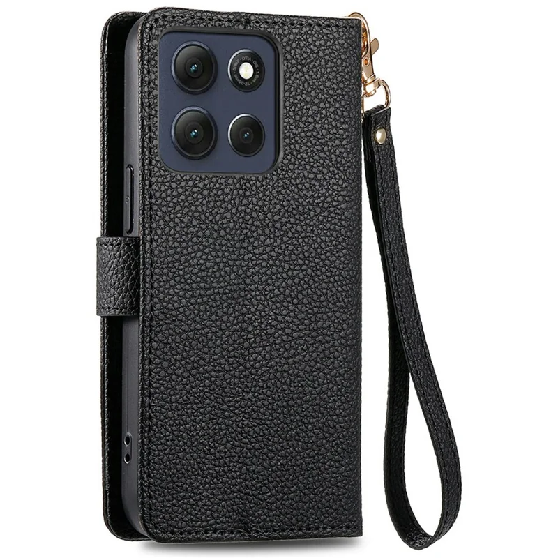 Per Motorola Moto G86 Power 5G Custodia Blocco RFID Tasca con Cerniera Custodia Portafoglio in Pelle con Cinturino - Nero