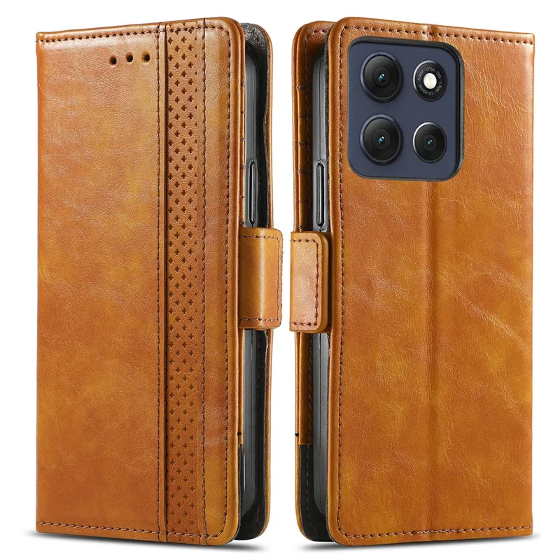 CASENEO For Motorola Moto G86 Power 5G Phone Cases PU Leather Cover Stand with RFID Blocking Wallet - Light Brown