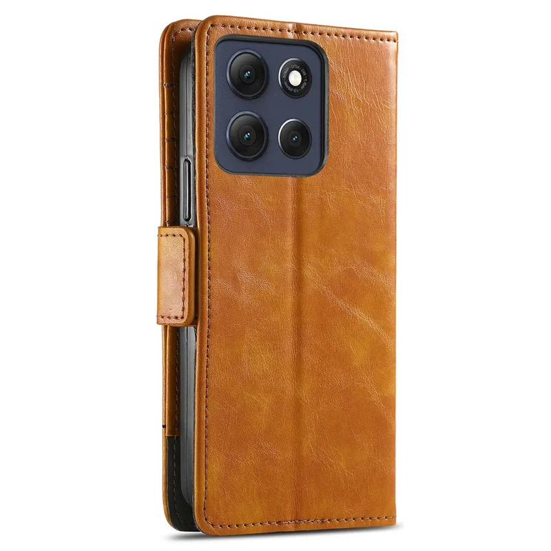 CASENEO For Motorola Moto G86 Power 5G Phone Cases PU Leather Cover Stand with RFID Blocking Wallet - Light Brown