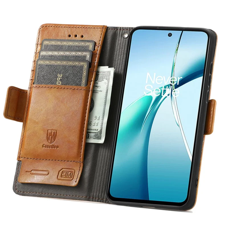 CASENEO For Motorola Moto G86 Power 5G Phone Cases PU Leather Cover Stand with RFID Blocking Wallet - Light Brown