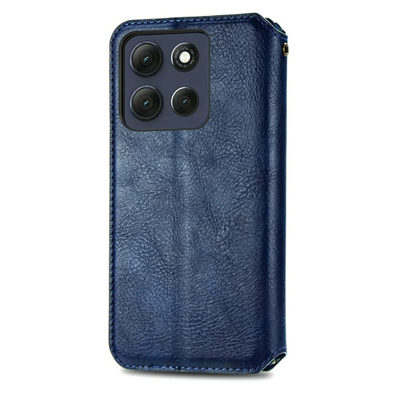 For Motorola Moto G86 Power 5G Case Rhombus Imprint PU Leather Wallet Phone Cover - Blue