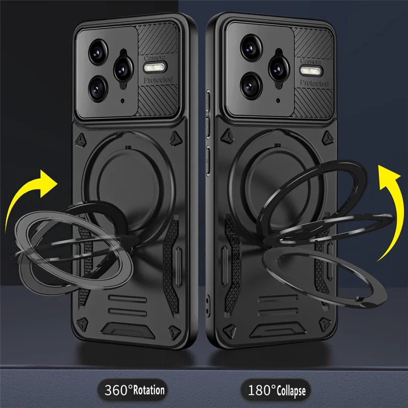 Telefoonhoesje voor Xiaomi Poco F7 Ultra 5G / Redmi K80 Pro 5G, compatibel met MagSafe, stootvrij TPU + PC telefoonhoesje met standaard - Zwart