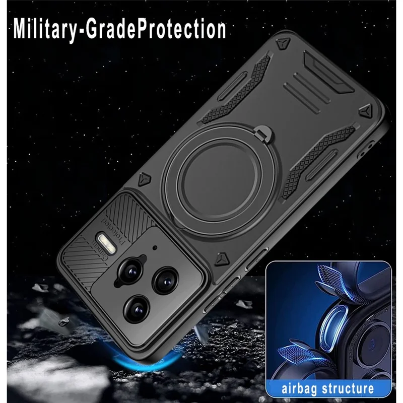 Telefoonhoesje voor Xiaomi Poco F7 Ultra 5G / Redmi K80 Pro 5G, compatibel met MagSafe, stootvrij TPU + PC telefoonhoesje met standaard - Zwart