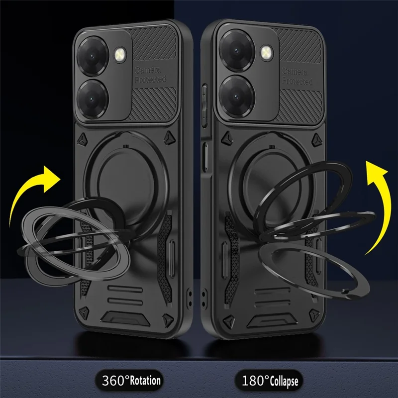 Funda compatible con MagSafe para Xiaomi Redmi A5 NFC (UE) (173,45 mm), cubierta trasera de teléfono a prueba de golpes de TPU + PC con soporte, color negro