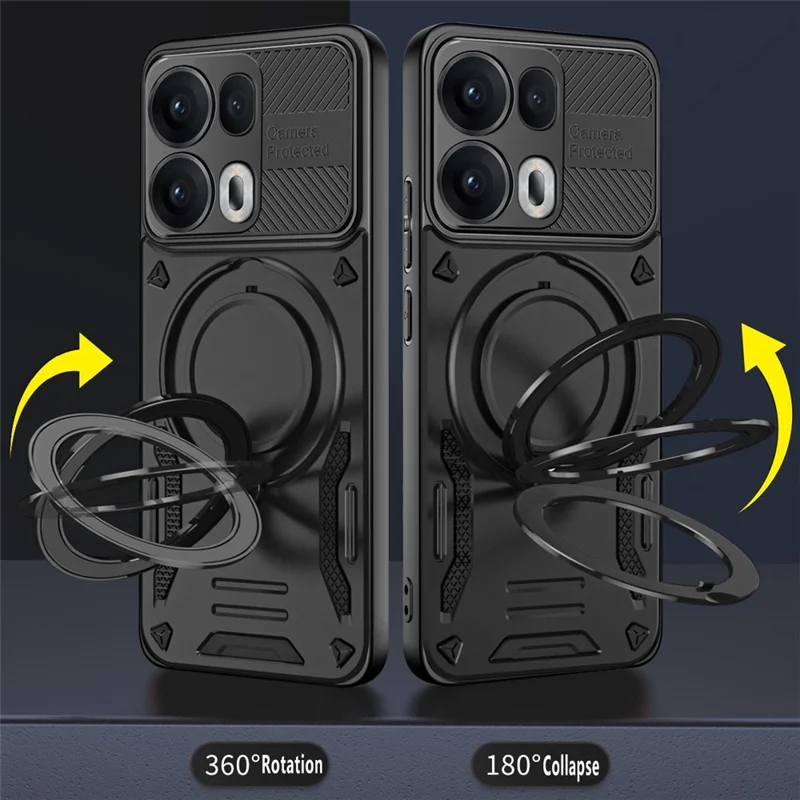 Für Oppo Reno13 Pro 5G Hülle kompatibel mit MagSafe stoßfeste TPU + PC Handyhülle mit Ständer - Schwarz