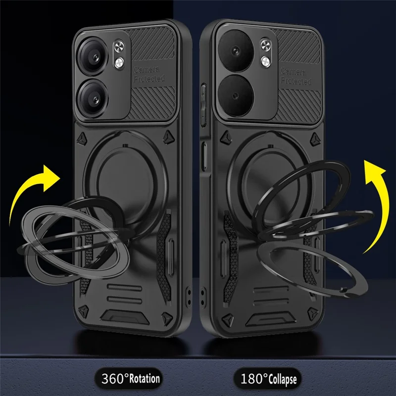 Étui Oppo A5x 5G compatible avec MagSafe, coque de protection en TPU + PC avec support - Noir