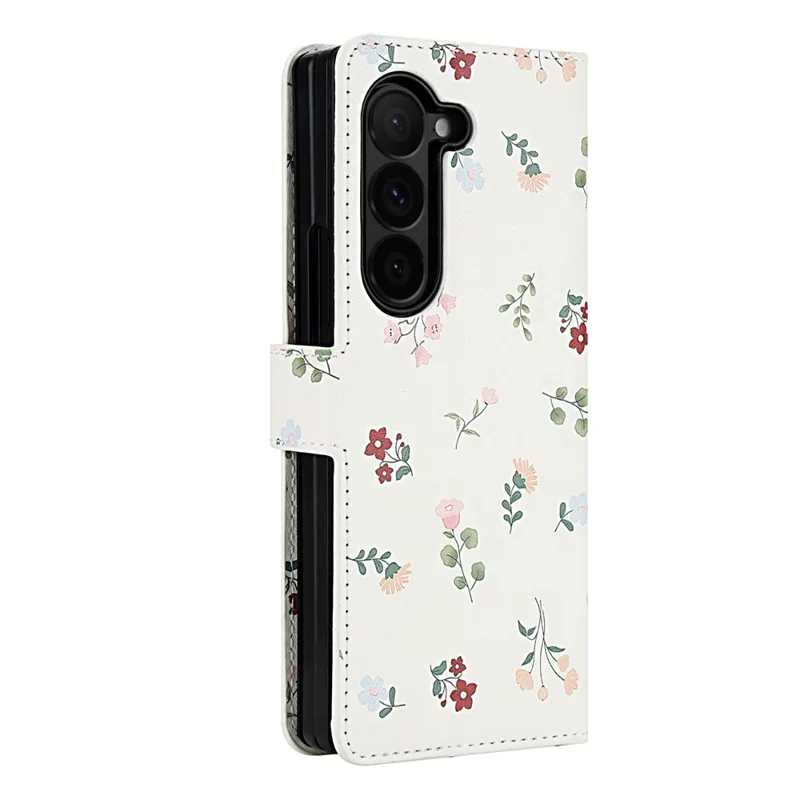 For Samsung Galaxy Z Fold6 5G Wallet Case Rhombic Floral Design Leather Flip Phone Cover with Strap - A1