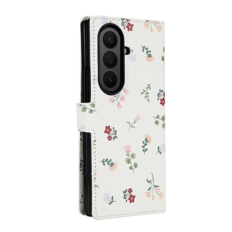 For Samsung Galaxy Z Fold7 5G Wallet Case Rhombic Floral Design Leather Flip Phone Cover with Strap - A1