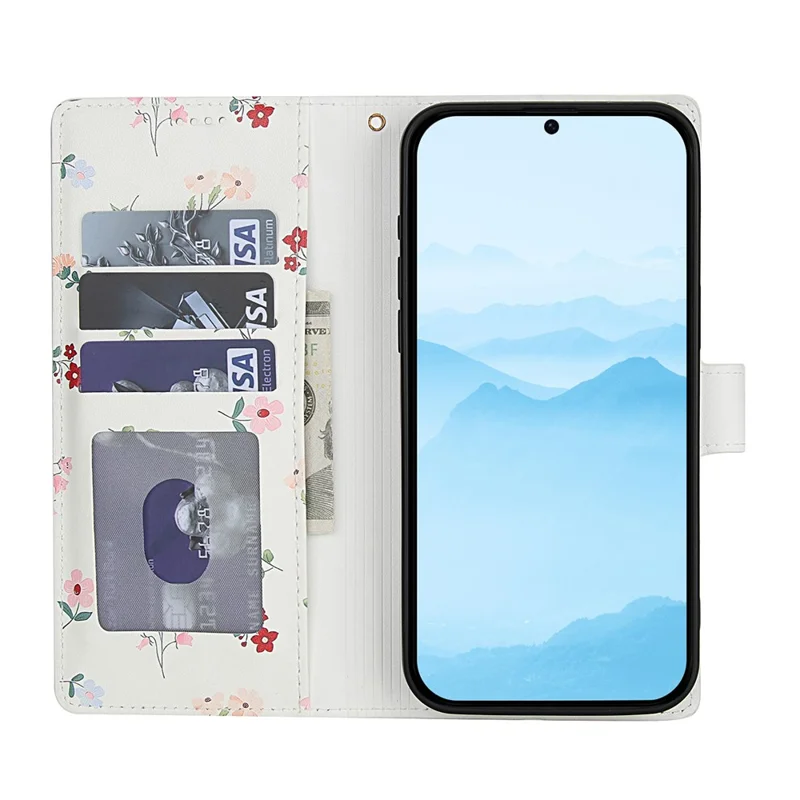 För Samsung Galaxy S26+ plånboksfodral med rombisk blommönstring Läderfodral med rem - A1