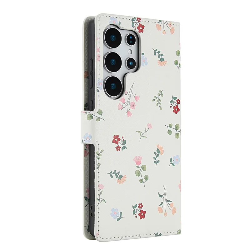 For Samsung Galaxy S26 Ultra Wallet Case Rhombic Floral Design Leather Flip Phone Cover with Strap - A1