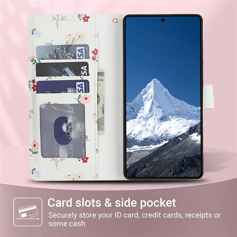 For Samsung Galaxy S26 Ultra Wallet Case Rhombic Floral Design Leather Flip Phone Cover with Strap - A1